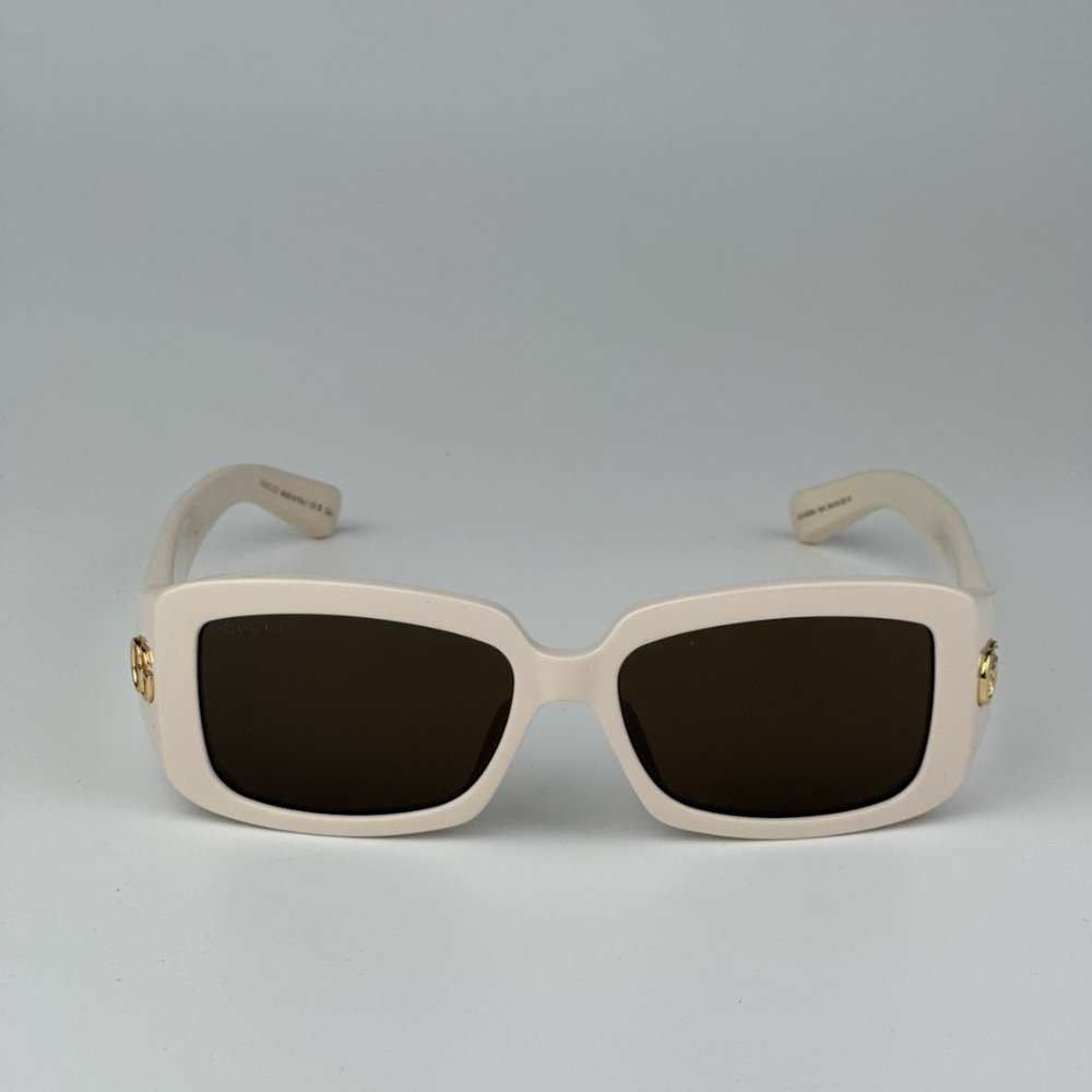 Gucci GG1403SK 004 BRAND NEW Sunglasses Ivory Brown Unisex Rectangle - Picture 8 of 14